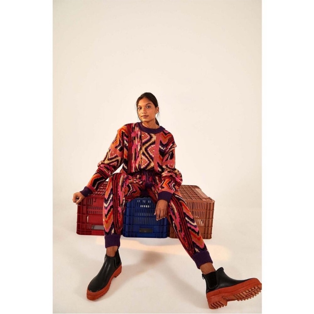 NWOT FARM Rio Striped Colorful Patchwork Sweater Size Small - Picture 6 of 13